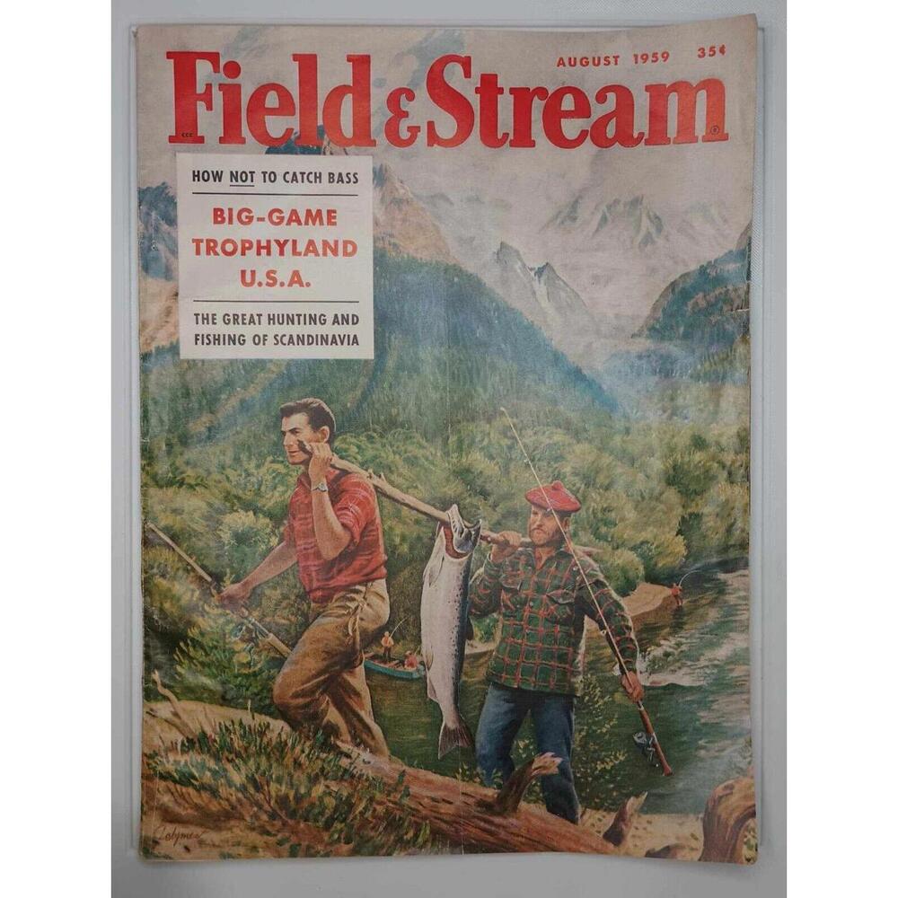 August 1959 Field & Stream Magazine - Big-Game Trophyland USA